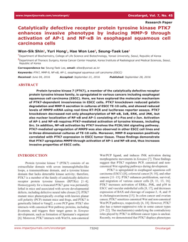 Catalytically Defective Receptor Protein Tyrosine Kinase PTK7 Enhances