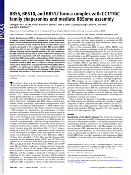 BBS6, BBS10, and BBS12 Form a Complex with CCT/Tric Family Chaperonins and Mediate Bbsome Assembly