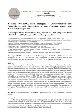 A Family Level Rdna Based Phylogeny of Cucurbitariaceae and Fenestellaceae with Descriptions of New Fenestella Species and Neocucurbitaria Gen