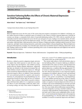 Sensitive Fathering Buffers the Effects of Chronic Maternal Depression on Child Psychopathology