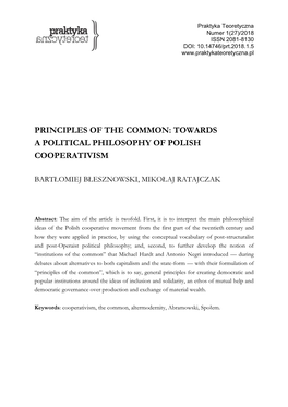 Towards a Political Philosophy of Polish Cooperativism