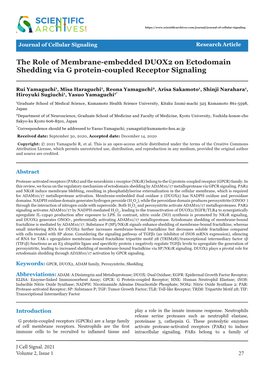 The Role of Membrane-Embedded DUOX2 on Ectodomain Shedding Via G Protein-Coupled Receptor Signaling