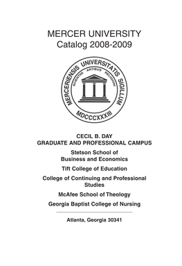 MERCER UNIVERSITY Catalog 2008-2009