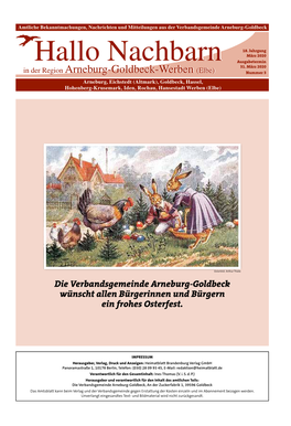 Die Verbandsgemeinde Arneburg-Goldbeck Wünscht Allen Bürgerinnen Und Bürgern Ein Frohes Osterfest