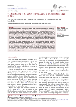 The First Finding of the Lichen Solorina Saccata at an Algific Talus Slope in Korea