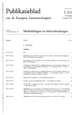 Publikatieblad C213 32E Jaargang Van De Europese Gemeenschappen 19 Augustus 1989