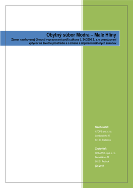 Obytný Súbor Modra – Malé Hliny