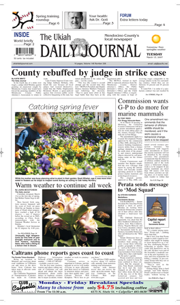 County Rebuffed by Judge in Strike Case by KATIE MINTZ Work