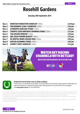 Rosehill Gardens Printable Form Guide