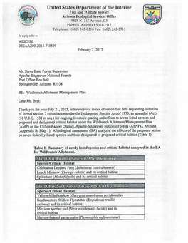 Biological Opinion for the Wildbunch Allotment Management Plan