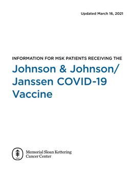 Johnson & Johnson/ Janssen COVID-19 Vaccine