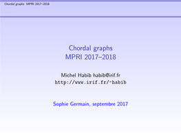 Chordal Graphs MPRI 2017–2018