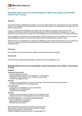 Embedded Real-Time Linux from Bootloader to Real-Time System (Linux RTOS) - Face-To-Face Training