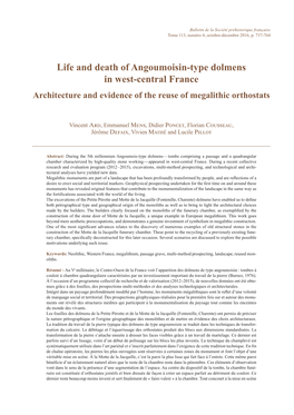 Life and Death of Angoumoisin-Type Dolmens in West-Central France Architecture and Evidence of the Reuse of Megalithic Orthostats