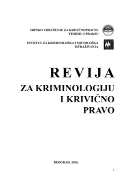 Revija Za Kriminologiju I Krivično Pravo Broj