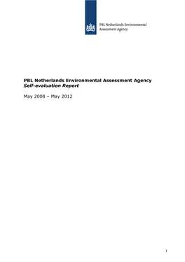 PBL Netherlands Environmental Assessment Agency Self-Evaluation Report