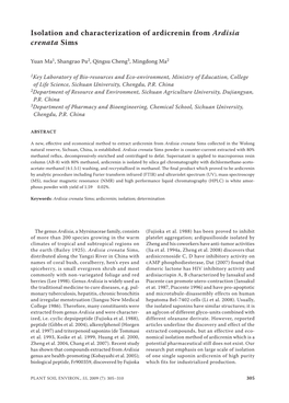 Isolation and Characterization of Ardicrenin from Ardisia Crenata Sims