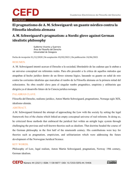 El Pragmatismo De A. M. Schweigaard: Un Guante Nórdico Contra La Filosofía Idealista Alemana A