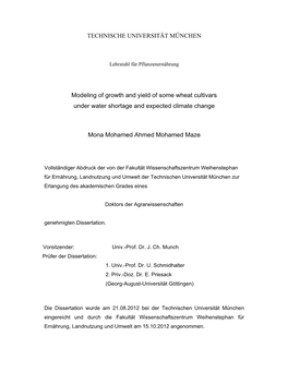 Modeling of Growth and Yield of Some Wheat Cultivars Under Water Shortage and Expected Climate Change