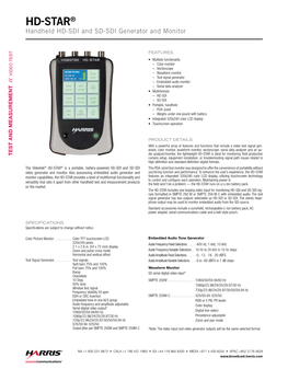 HD-STAR® Handheld HD-SDI and SD-SDI Generator and Monitor