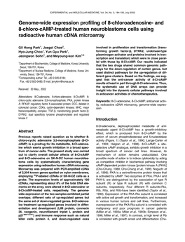 Genome-Wide Expression Profiling of 8-Chloroadenosine- and 8-Chloro-Camp-Treated Human Neuroblastoma Cells Using Radioactive Human Cdna Microarray