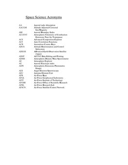 Space Science Acronyms