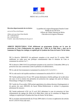 Arrété Préfectoral Du 10-03-2016 Programme Action