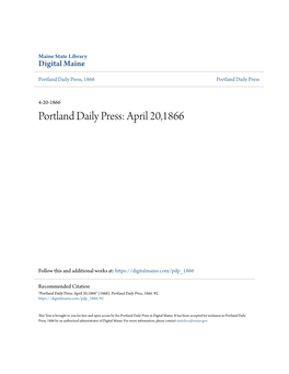 Portland Daily Press: April 20,1866