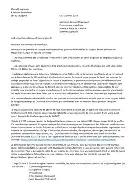 Marcel Puygrenier 4, Lieu Dit Bachellerie 16420 Saulgond Le 31 Janvier 2019 Monsieur Bernard Chaignaud Commissaire Enquêteur M