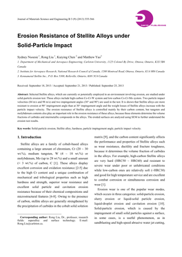 Erosion Resistance of Stellite Alloys Under Solid-Particle Impact