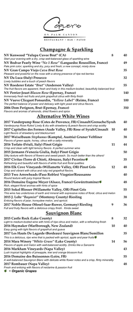 Champagne & Sparkling Alternative White Wines Sauvignon Blanc