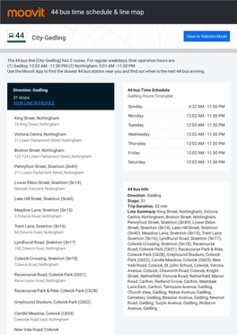 44 Bus Time Schedule & Line Route