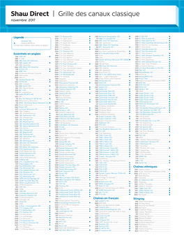 Shaw Direct | Grille Des Canaux Classique Novembre 2017