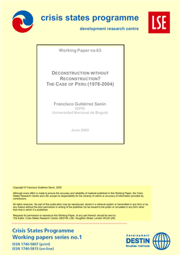 Deconstruction Without Reconstruction? the Case of Peru (1978-2004)