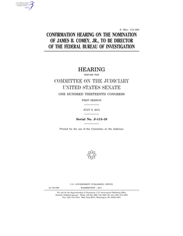 Confirmation Hearing on the Nomination of James B. Comey, Jr., to Be Director of the Federal Bureau of Investigation