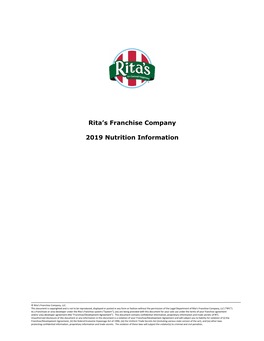 Rita's Franchise Company 2019 Nutrition Information