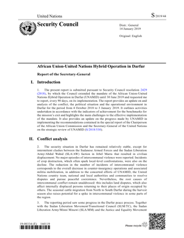 UNSG Report on UNAMID