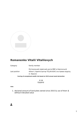 Dossier Romanenko Vitalii Vitaliiovych, Регіональний Сервісний