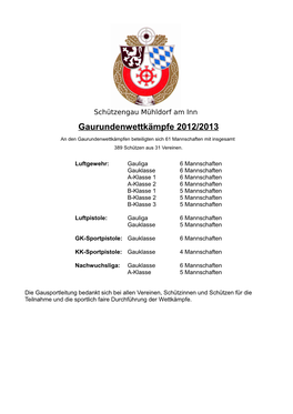 Gaurundenwettkämpfe 2012/2013