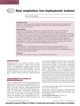 Renal Complications from Bisphosphonate Treatment