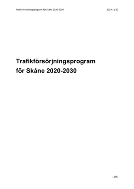 Trafikförsörjningsprogram För Skåne 2020-2030 2019-11-20