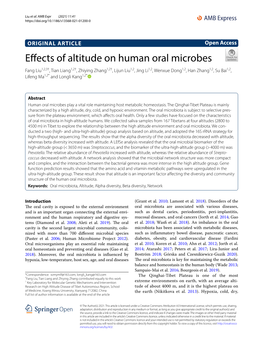 Effects of Altitude on Human Oral Microbes