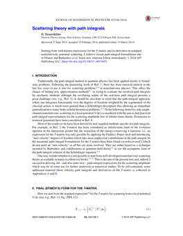 Scattering Theory with Path Integrals R