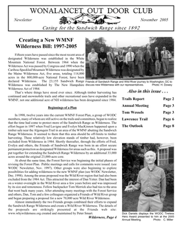 Newsletter November 2005 Caring for the Sandwich Range Since 1892