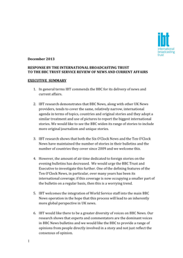 1 December 2013 RESPONSE by the INTERNATIONAL