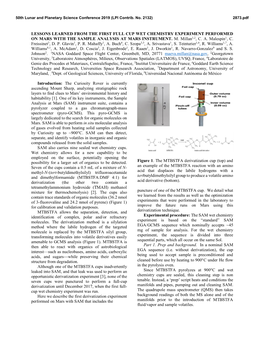 Lessons Learned from the First Full Cup Wet Chemistry Experiment Performed on Mars with the Sample Analysis at Mars Instrument