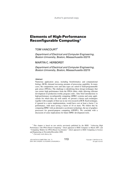 Elements of High-Performance Reconfigurable Computing*