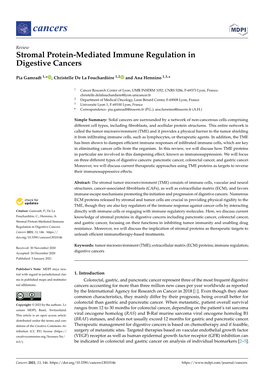 Stromal Protein-Mediated Immune Regulation in Digestive Cancers