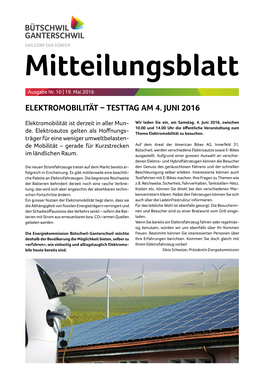 Elektromobilität – Testtag Am 4. Juni 2016