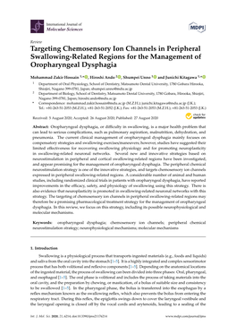 Targeting Chemosensory Ion Channels in Peripheral Swallowing-Related Regions for the Management of Oropharyngeal Dysphagia